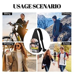 Custom Sling Bag, Personalized Crossbody Shoulder Backpack with Image Text, Customized Walking Cycling Travel Chest Pack for Men Women