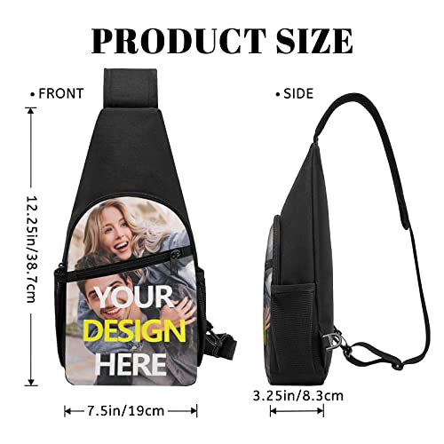 Custom Sling Bag, Personalized Crossbody Shoulder Backpack with Image Text, Customized Walking Cycling Travel Chest Pack for Men Women