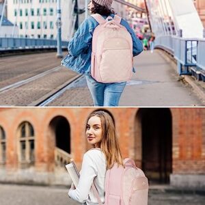 Backpack for Women College, Anti Theft 17 Inch Laptop Backpack with USB Charging Port, Large TSA Water Resistant Airline Approved Lightweight Travel Daypack Cute Nurse Work Weekender Computer Bag,Pink