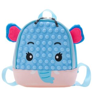 pop it lightweight elephant school backpack for kids, fidget backpack for kids, kindergarten and elemantary school (blue)