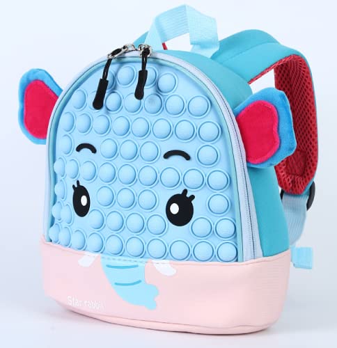 Pop It Lightweight Elephant School Backpack For Kids, Fidget Backpack for Kids, Kindergarten and Elemantary School (Blue)