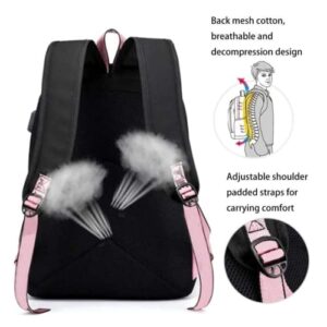 Nniversar Girls Lightweight Backpack Korean Casual USB Backpack Portable Laptop Computer Bag Durable Teens Book Bag (17 in)