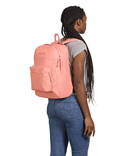 JanSport Superbreak Plus FX Backpack - Work, Travel, or Laptop Bookbag with Water Bottle Pocket, Happy And Sad Pink
