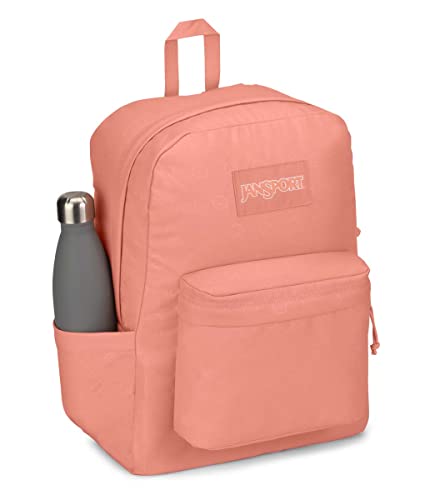 JanSport Superbreak Plus FX Backpack - Work, Travel, or Laptop Bookbag with Water Bottle Pocket, Happy And Sad Pink