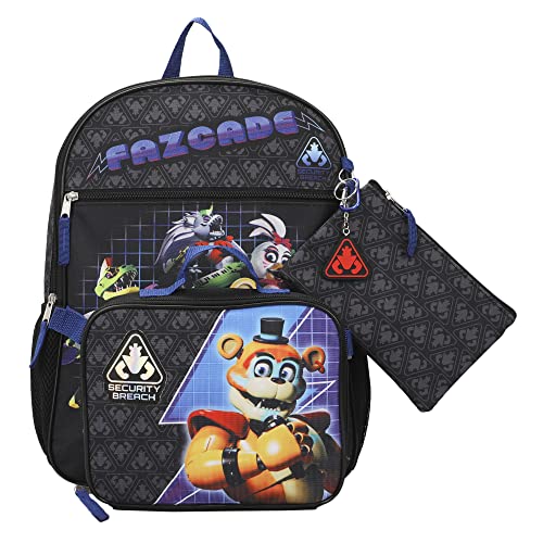 Bioworld Five Nights At Freddy's Security Breach Fazcade Youth 5-Piece Backpack Set