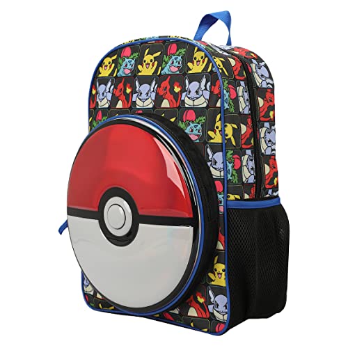 Bioworld Pokemon Evolutions With Molded Front Pokeball Panel 16" Youth Boys Backpack