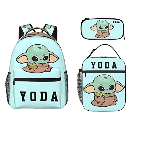 NUIFENB 3pcs Backpack For Girls Boys Y0 Backpack And Lunch Box And Pencil Case Set Teens Backpack With Lunch Bag Insulated