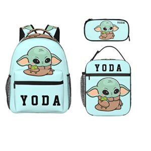 nuifenb 3pcs backpack for girls boys y0 backpack and lunch box and pencil case set teens backpack with lunch bag insulated