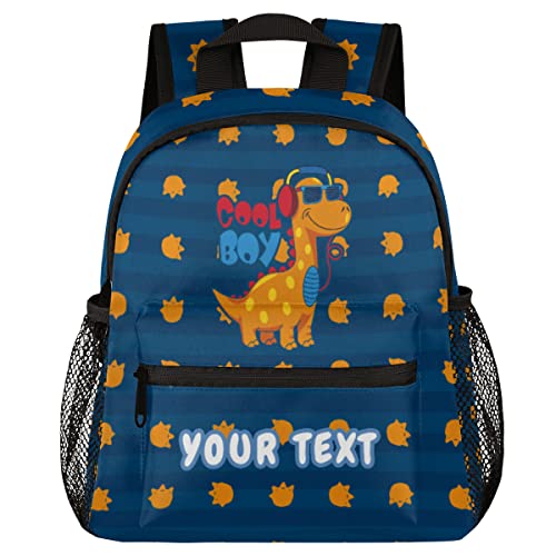 AUUXVA Cute Dinosaur Custom Kid's Name Toddler Backpack,Cool Dinosaur Paw Personalized Backpack with Name/Text for Kids Boys Girls 3-6 Years Preschool Kindergarten Daycare Bag with Chest Strap