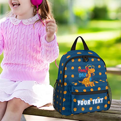 AUUXVA Cute Dinosaur Custom Kid's Name Toddler Backpack,Cool Dinosaur Paw Personalized Backpack with Name/Text for Kids Boys Girls 3-6 Years Preschool Kindergarten Daycare Bag with Chest Strap