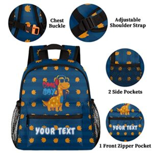 AUUXVA Cute Dinosaur Custom Kid's Name Toddler Backpack,Cool Dinosaur Paw Personalized Backpack with Name/Text for Kids Boys Girls 3-6 Years Preschool Kindergarten Daycare Bag with Chest Strap