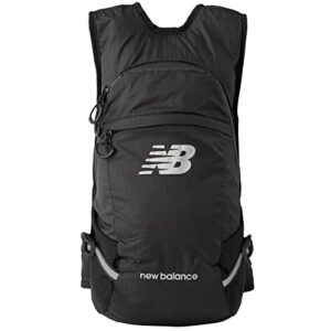new balance running backpack, lightweight running vest with hydration pack sleeve for men and women, black, 17 inch