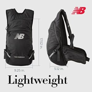 New Balance Running Backpack, Lightweight Running Vest with Hydration Pack Sleeve for Men and Women, Black, 17 Inch