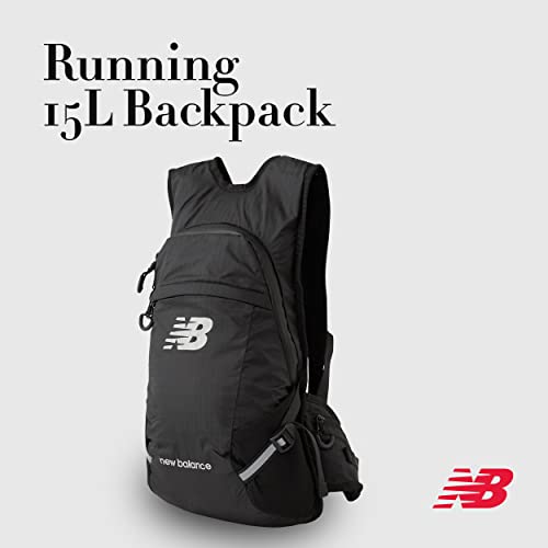 New Balance Running Backpack, Lightweight Running Vest with Hydration Pack Sleeve for Men and Women, Black, 17 Inch