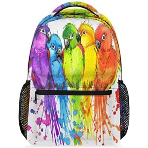gzleyigou watercolor parrot daypack backpacks computer laptop backpacks, large capacity bookbags with adjustable shoulder strap, travel hiking camping casual daypack for adult/women/men/boys/girls