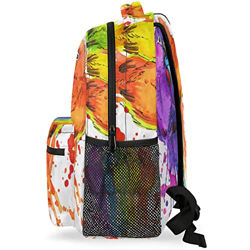 GzLeyigou Watercolor Parrot Daypack Backpacks Computer Laptop Backpacks, Large Capacity Bookbags with Adjustable Shoulder Strap, Travel Hiking Camping Casual Daypack for Adult/Women/Men/Boys/Girls