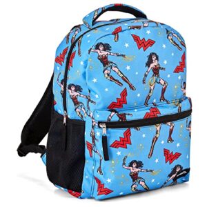 Wonder Woman Superhero Allover Backpack - Diana Prince - DC Comics Wonder Woman School Bookbag (Light Blue)