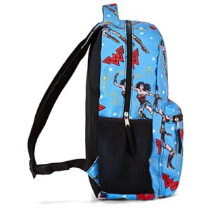 Wonder Woman Superhero Allover Backpack - Diana Prince - DC Comics Wonder Woman School Bookbag (Light Blue)