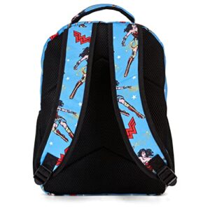 Wonder Woman Superhero Allover Backpack - Diana Prince - DC Comics Wonder Woman School Bookbag (Light Blue)