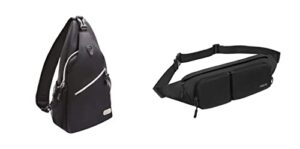 mosiso sling backpack&fanny pack with 2 front zipper pockets, multipurpose crossbody shoulder bag travel hiking daypack, black