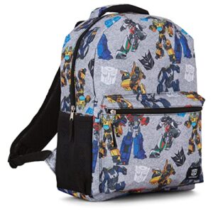 Transformers Optimus Prime Allover Backpack - Optimus, Prime, Megatron and Bumblebee - Transformers School Bookbag (Grey)