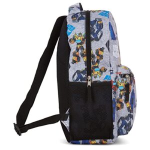 Transformers Optimus Prime Allover Backpack - Optimus, Prime, Megatron and Bumblebee - Transformers School Bookbag (Grey)