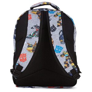 Transformers Optimus Prime Allover Backpack - Optimus, Prime, Megatron and Bumblebee - Transformers School Bookbag (Grey)