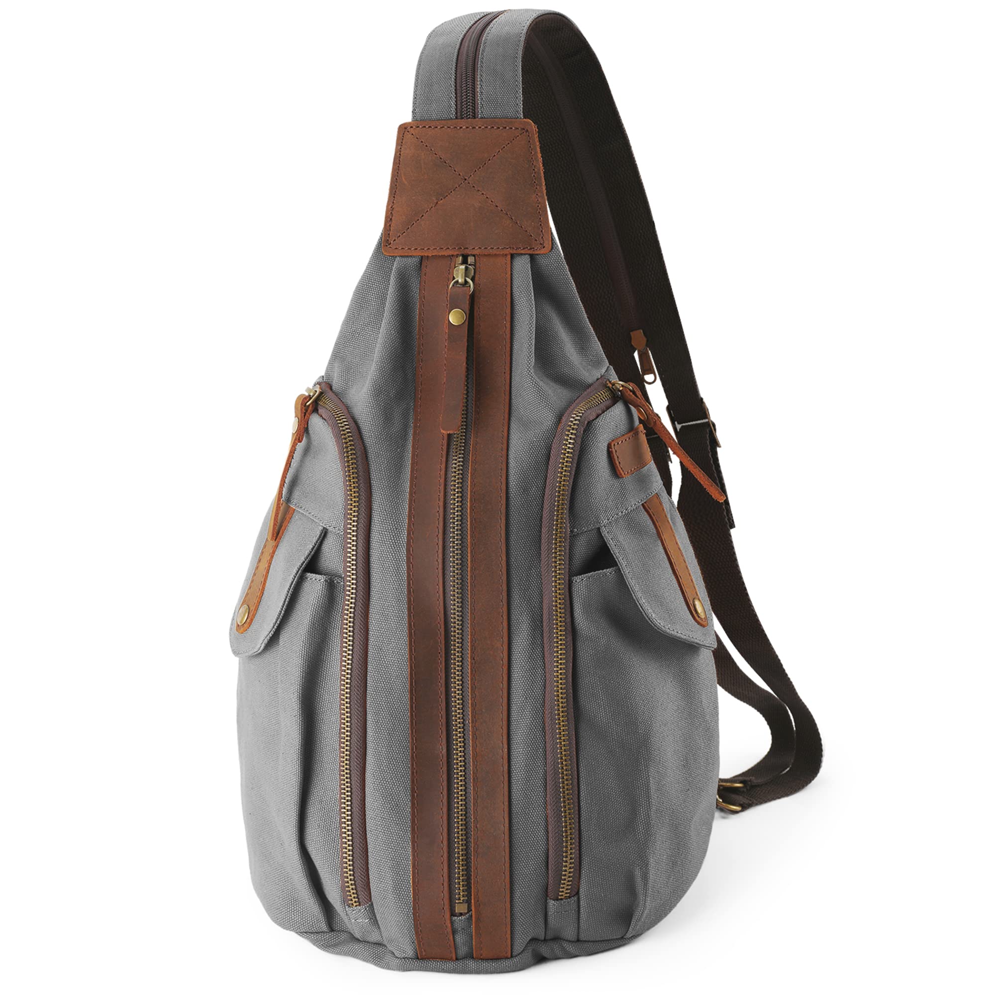 Jannloe Canvas Sling Backpack Casual Crossbody Pack for Women Men Shoulder Rucksack Daypack