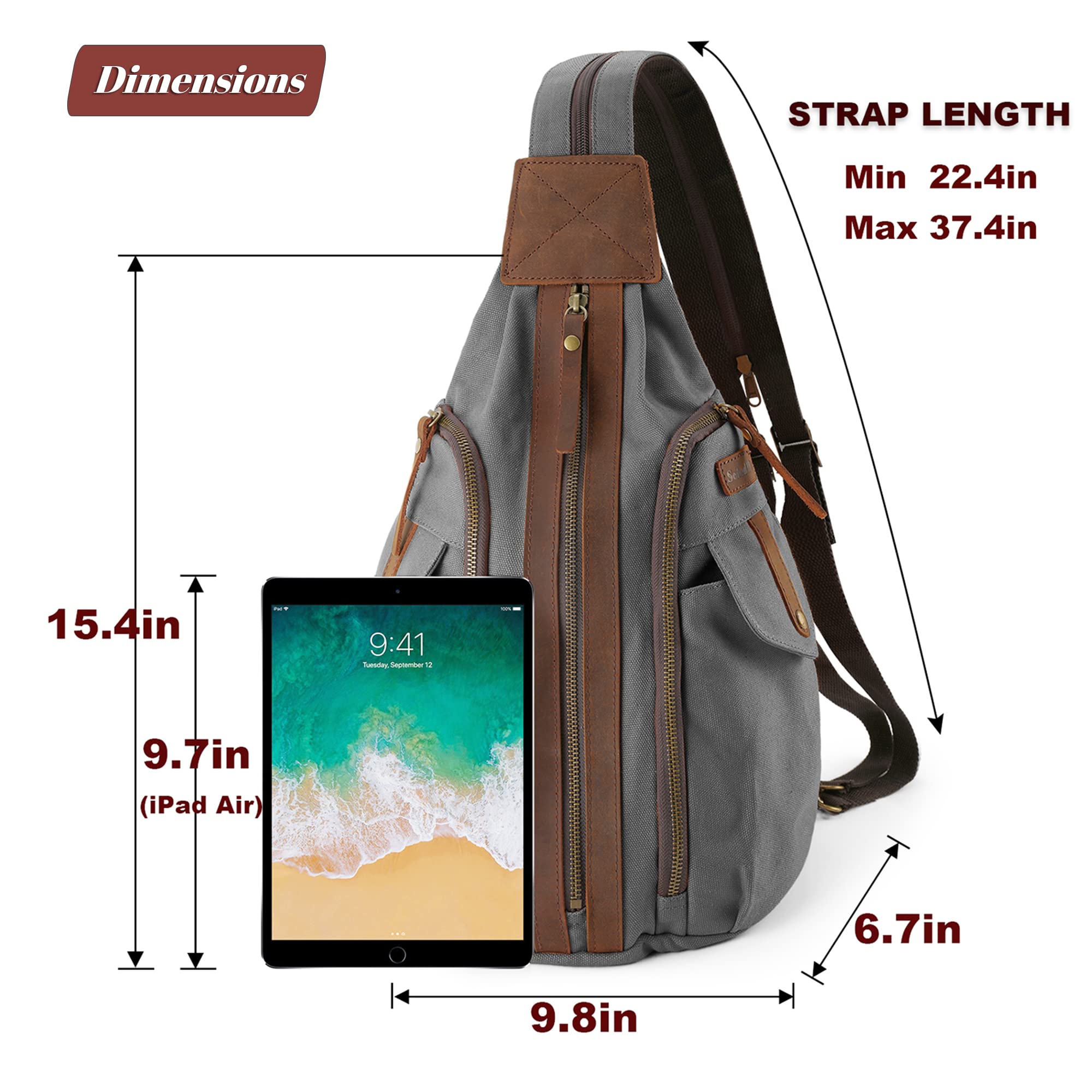 Jannloe Canvas Sling Backpack Casual Crossbody Pack for Women Men Shoulder Rucksack Daypack