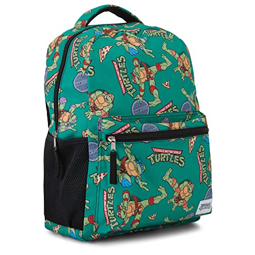 Teenage Mutant Ninja Turtles Backpack - Leonardo, Donatello, Michelangelo and Raphael - Officially Licensed TMNT School Bookbag (Green)