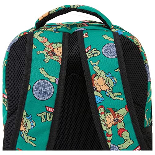 Teenage Mutant Ninja Turtles Backpack - Leonardo, Donatello, Michelangelo and Raphael - Officially Licensed TMNT School Bookbag (Green)