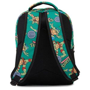 Teenage Mutant Ninja Turtles Backpack - Leonardo, Donatello, Michelangelo and Raphael - Officially Licensed TMNT School Bookbag (Green)