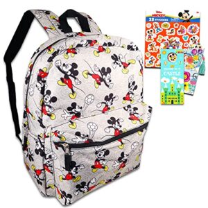 mickey mouse backpack for kids set - mickey school bag bundle with 16” mickey backpack, mickey stickers, bookmark, more | mickey mouse backpack for boys