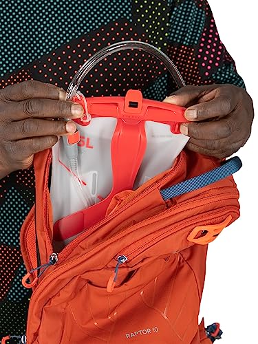 Osprey Raptor 10L Men's Biking Backpack with Hydraulics Reservoir, Firestarter Orange, One Size