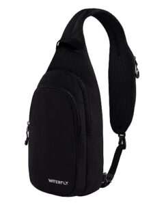 waterfly crossbody casual bag daypack: small sling bag with wet bag for men black