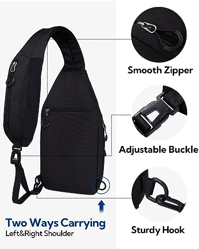 WATERFLY Crossbody Casual Bag Daypack: Small Sling Bag with Wet Bag for Men Black