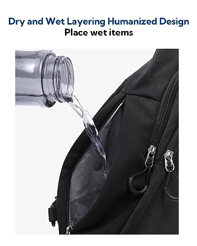 WATERFLY Crossbody Casual Bag Daypack: Small Sling Bag with Wet Bag for Men Black