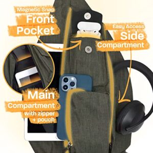 Nupouch Rucksack Pickleball Bag, Anti-Theft Crossbody Sling, USB Charging Connector Port, Backpack, Soho Collection Black