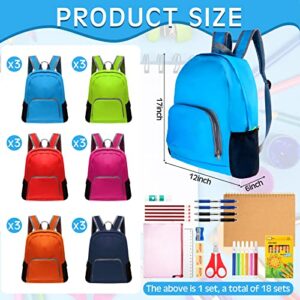 18 Sets Supplies Bulk Include 576 Pcs Supply Kits and 18 Pcs Backpacks Bulk,Supplies for Supply Set, Back to Supplies, Case of 18 Bundle Packs