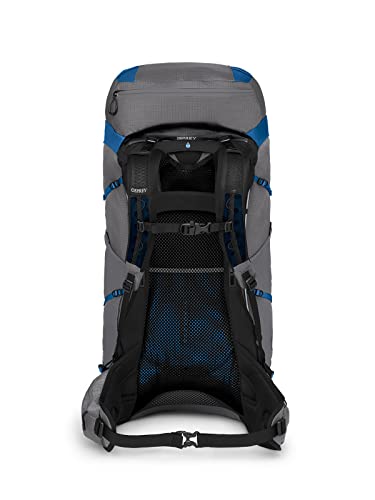 Osprey Exos Pro 55L Men's Backpacking Backpack, Dale Grey/Agam Blue, S/M