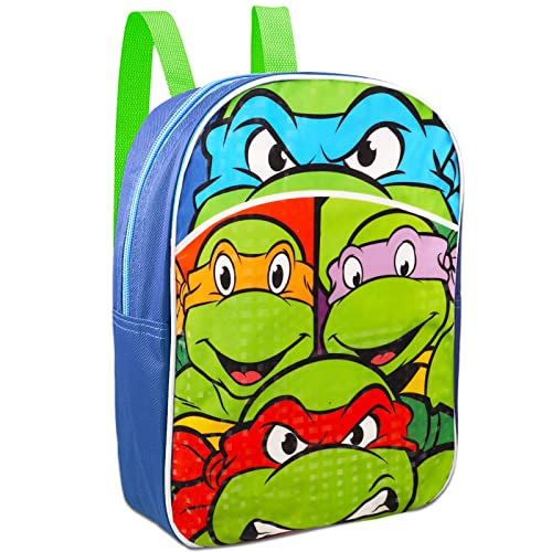 Teenage Mutant Ninja Turtles Mini Backpack for Kids Set - Bundle with 11" TMNT Backpack, Stickers, Water Pouch, More | TMNT Backpack Preschool