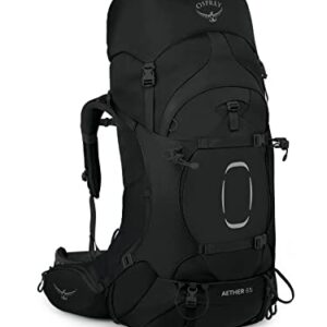 Osprey Aether 65L Men's Backpacking Backpack, Black, L/XL, Extended Fit