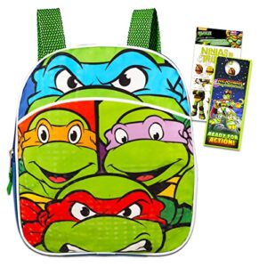 teenage mutant ninja turtles mini backpack for boys, girls set - tmnt school bag bundle with 11" tmnt backpack, stickers, more | tmnt backpack preschool