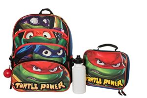 ai accessory innovations teenage mutant ninja turtles 4 piece backpack set, kids 16" school bag with front zip pocket, tmnt travel bag