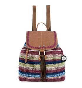 the sak avalon backpack in crochet, convertible straps, mahogany