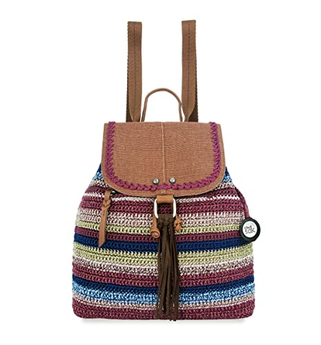 The Sak Avalon Backpack in Crochet, Convertible Straps, Mahogany