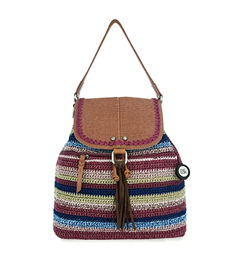 The Sak Avalon Backpack in Crochet, Convertible Straps, Mahogany