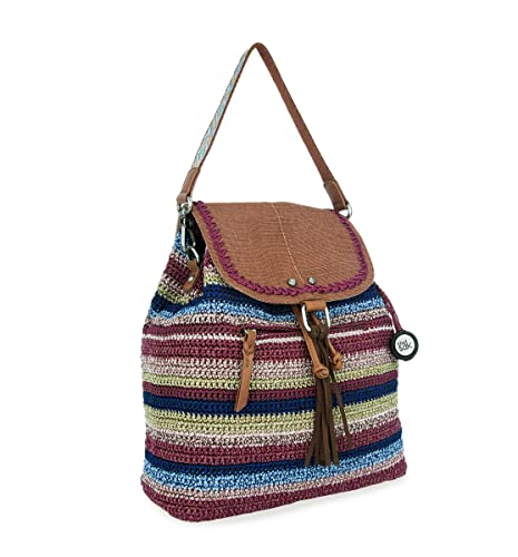 The Sak Avalon Backpack in Crochet, Convertible Straps, Mahogany