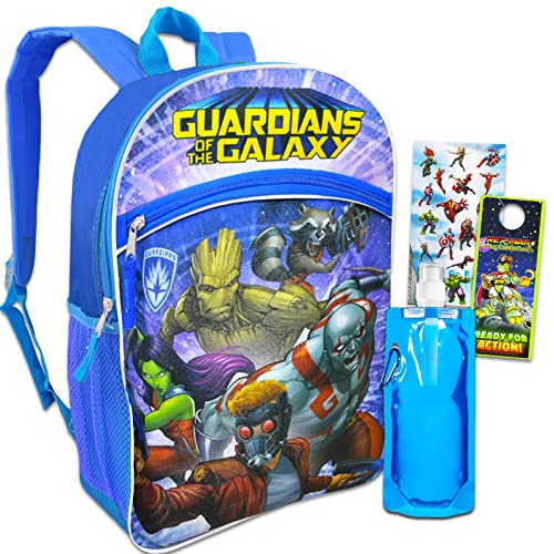 Guardians of the Galaxy Backpack for Boys Set - Marvel School Bag Bundle with 16" Guardians of the Galaxy Backpack, Stickers, Water Bottle, More | Marvel Backpack for Boys