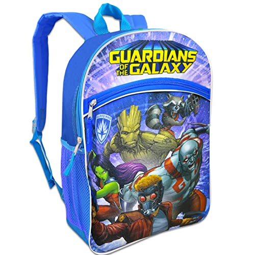 Guardians of the Galaxy Backpack for Boys Set - Marvel School Bag Bundle with 16" Guardians of the Galaxy Backpack, Stickers, Water Bottle, More | Marvel Backpack for Boys